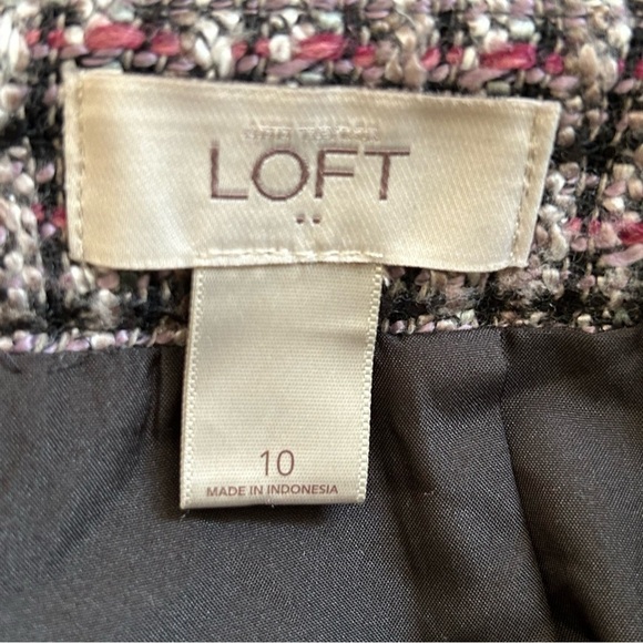 LOFT women’s Wool Blend Skirt 10 Pink Black White Work Office Preppy Church - Picture 8 of 9